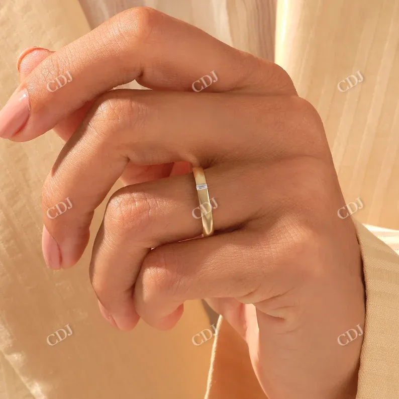 0.05CTW Baguette Cut Simple Diamond Wedding Band For Women