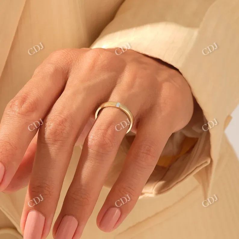 0.05CTW Baguette Cut Simple Diamond Wedding Band For Women