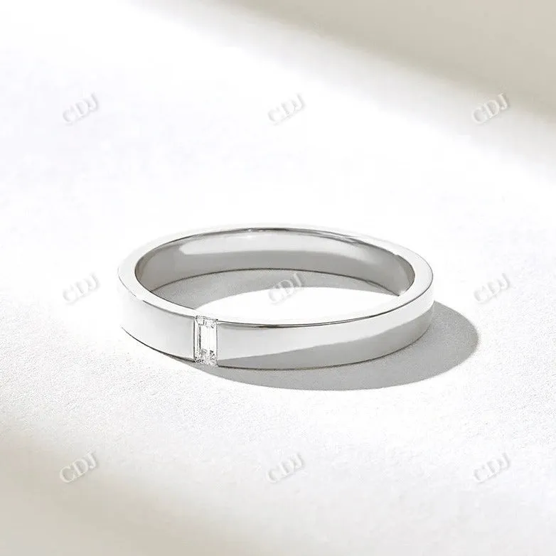 0.05CTW Baguette Cut Simple Diamond Wedding Band For Women