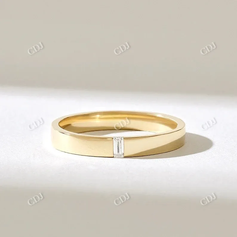 0.05CTW Baguette Cut Simple Diamond Wedding Band For Women