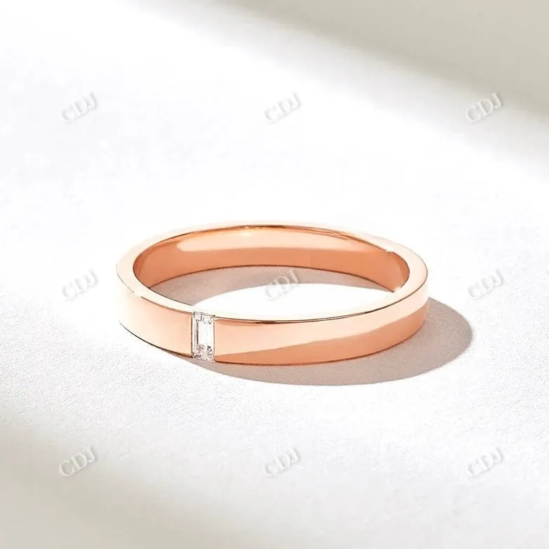 0.05CTW Baguette Cut Simple Diamond Wedding Band For Women