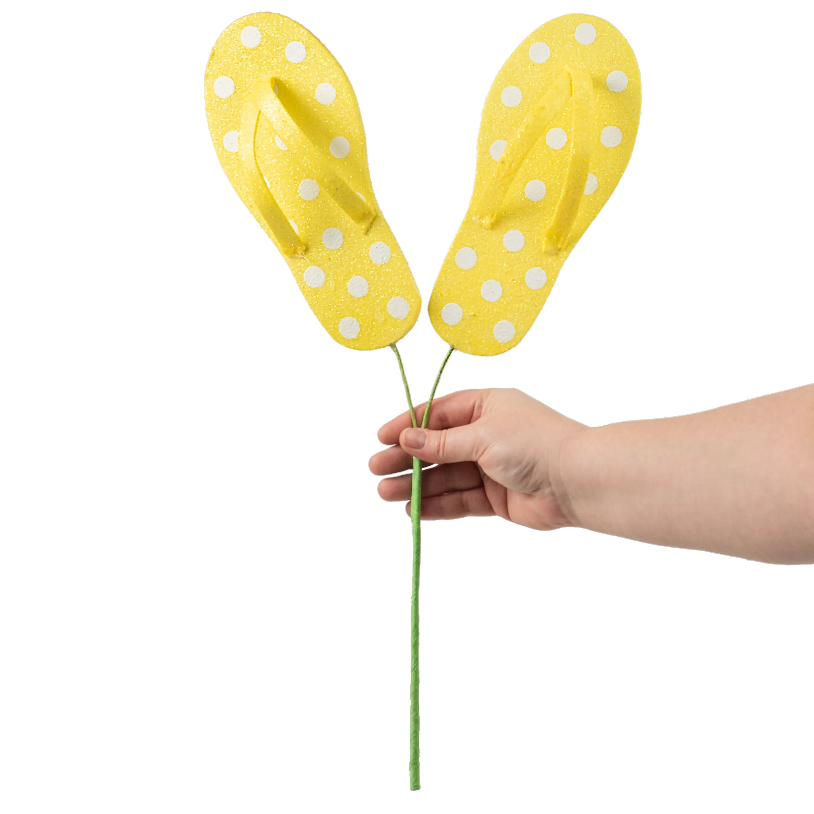 20" Glitter Polka Dot Flip Flop Spray: Yellow