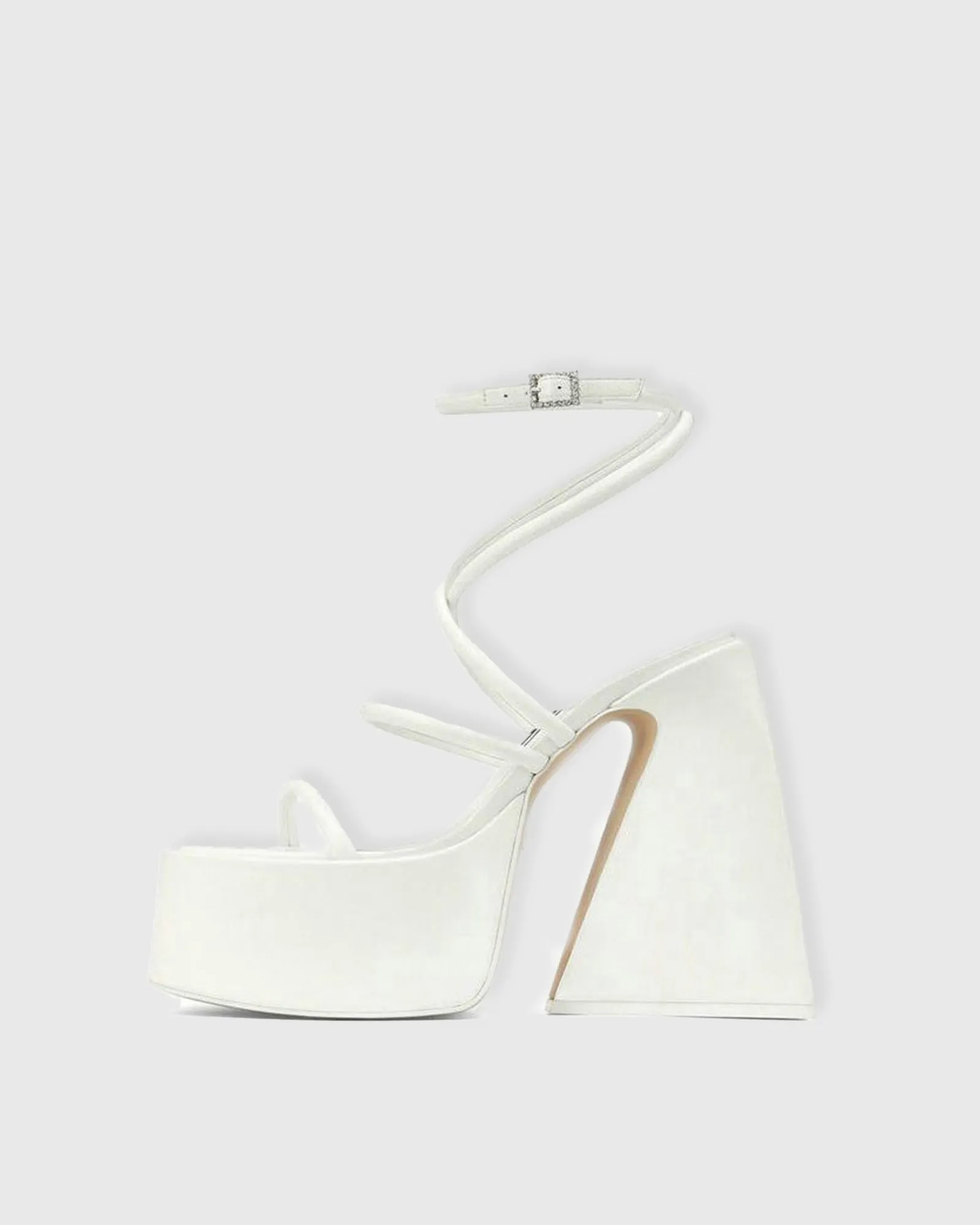 Alba Satin Lace Up Platform Sandals In White