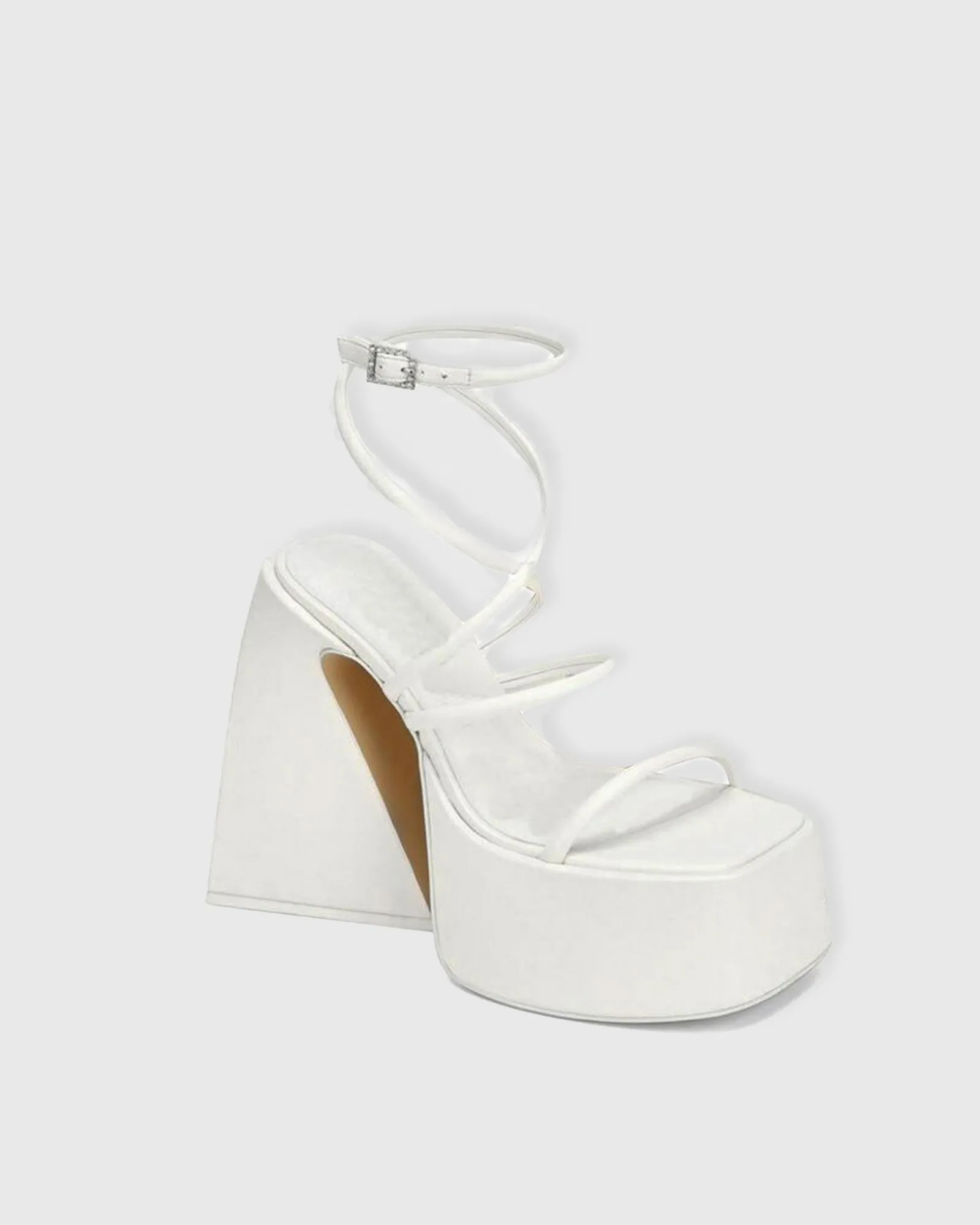 Alba Satin Lace Up Platform Sandals In White