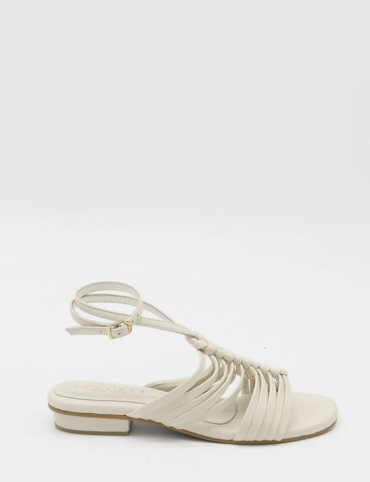 Aphrodita braided crochet sandals in off white leather women shoes