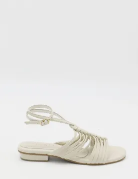 Aphrodita braided crochet sandals in off white leather women shoes
