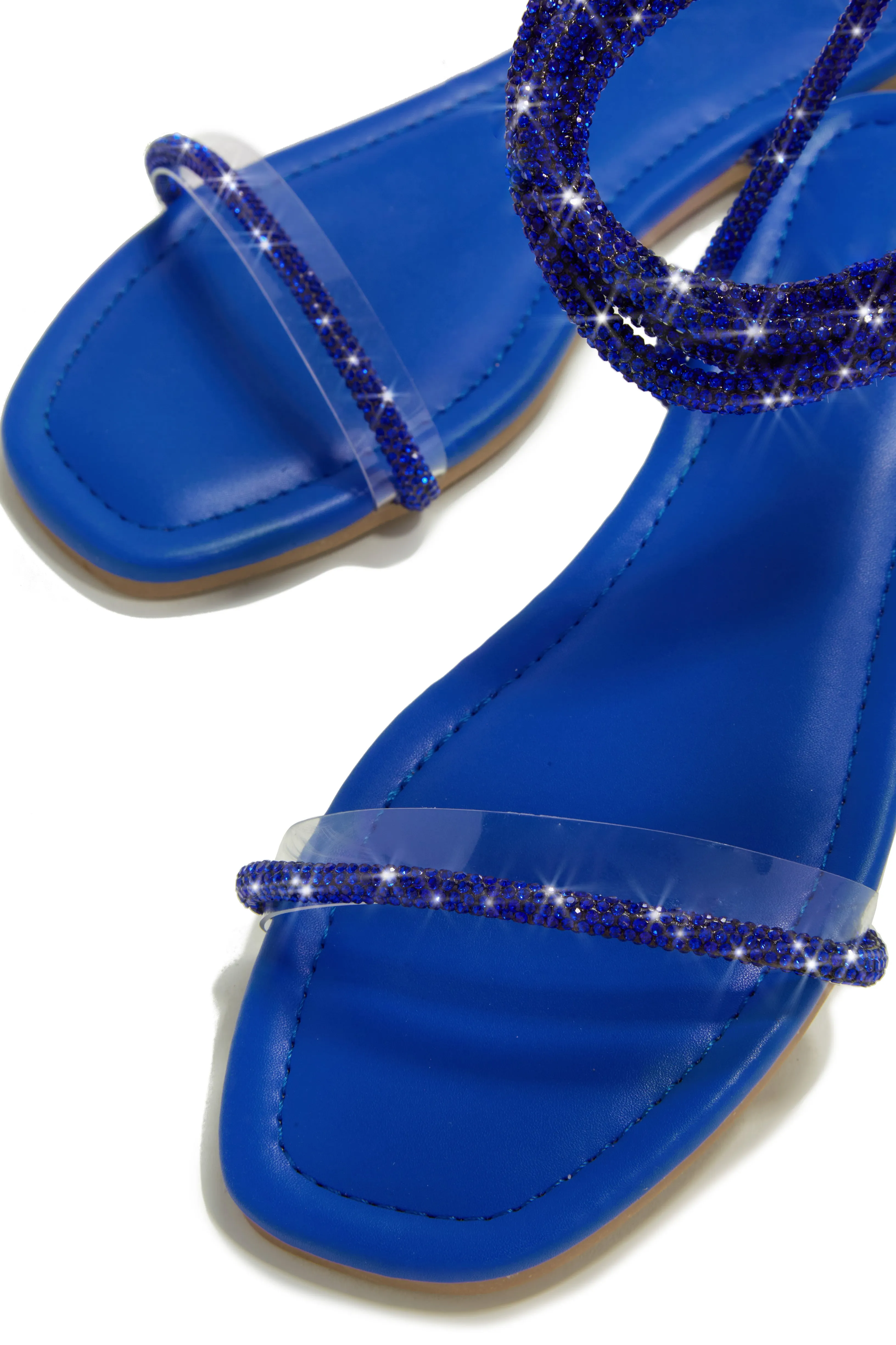 Aruba Island Embellished Lace Up Sandals - Blue