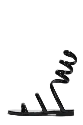 Black Spiral Wrap Around Sandals