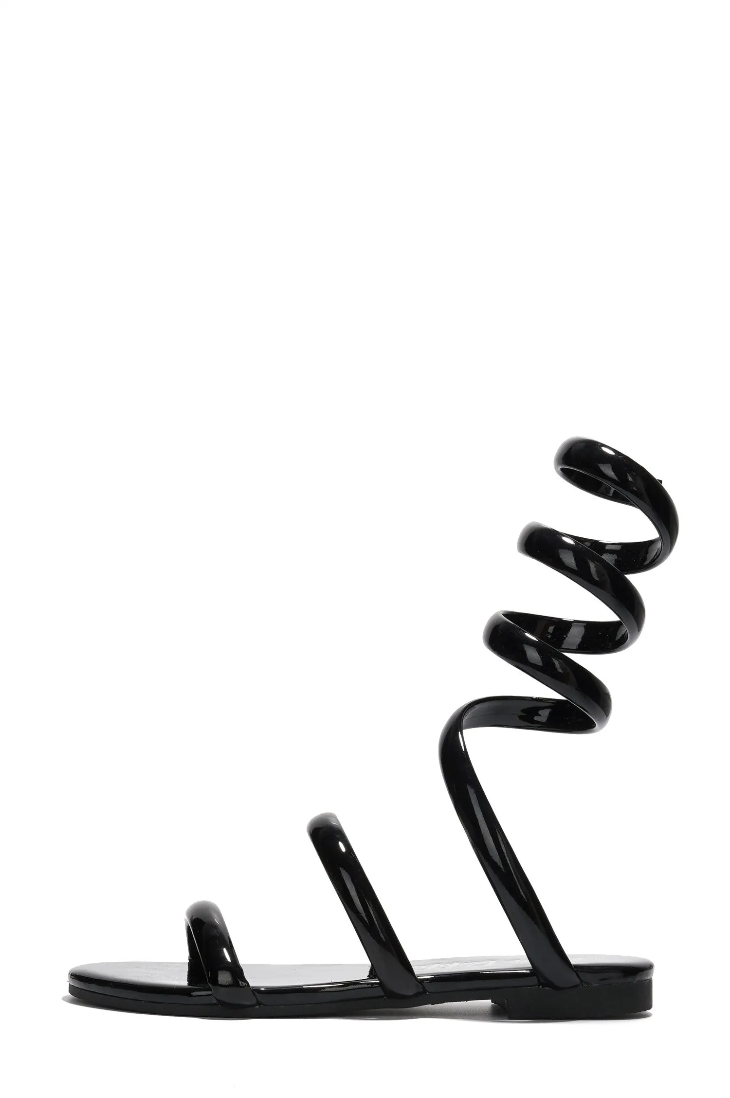 Black Spiral Wrap Around Sandals