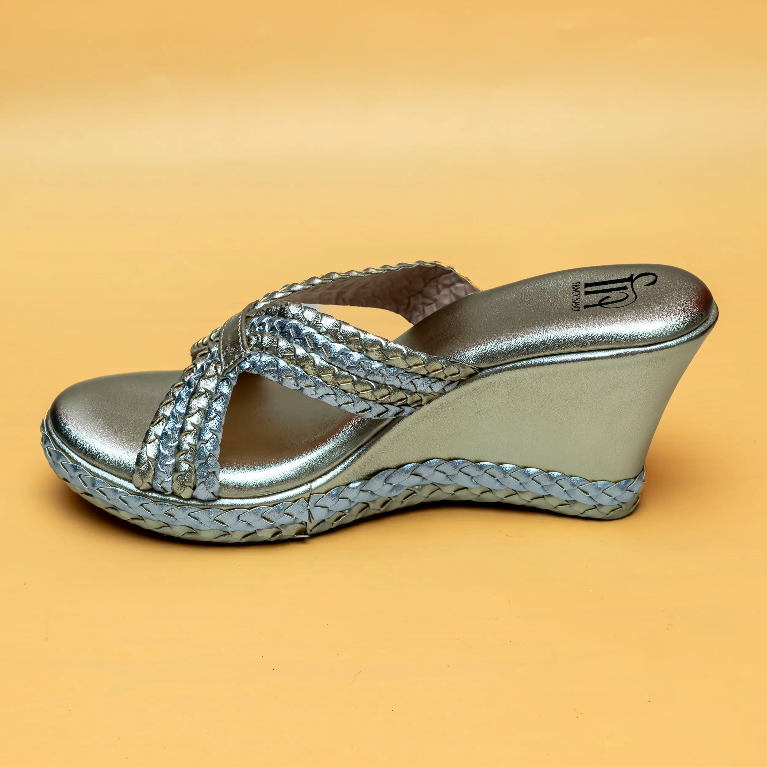 Braided Strap Wedges - Gold