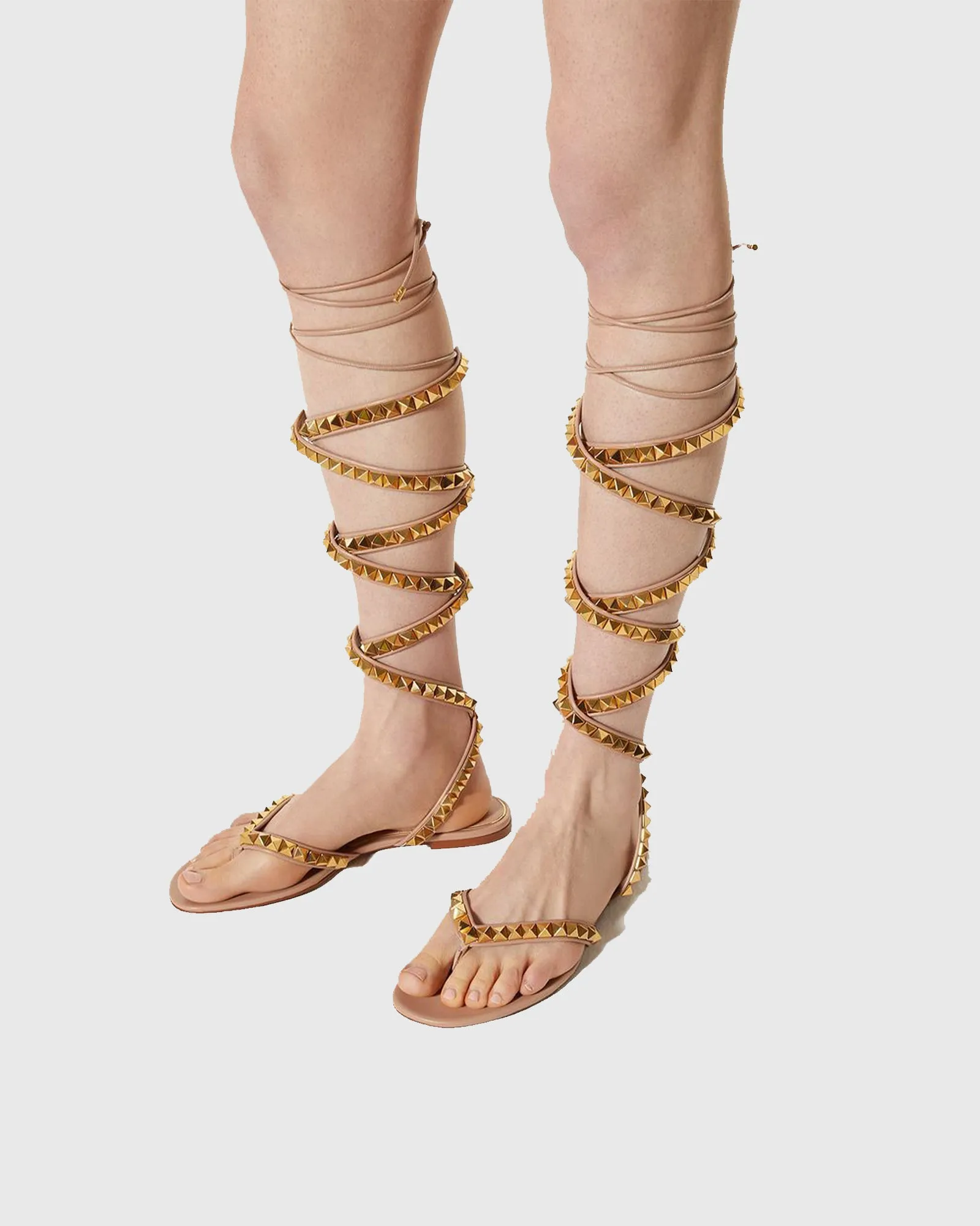 Cosima Rivet Embellished Lace Up Sandals