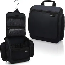 D&D Hanging Travel Toiletry Bag for Men and Women ?C Large Cosmetics, Makeup and Toiletries Organizer Kit with 10 Compartments, YKK Zippers, XXL Metal Swivel Hook, Water-Resistant Nylon