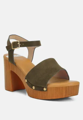 Daniela Genuine Suede Leather High Block Sandals