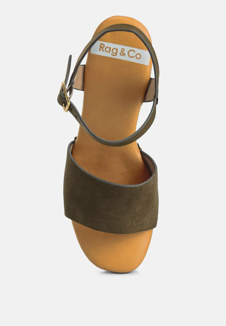 Daniela Genuine Suede Leather High Block Sandals