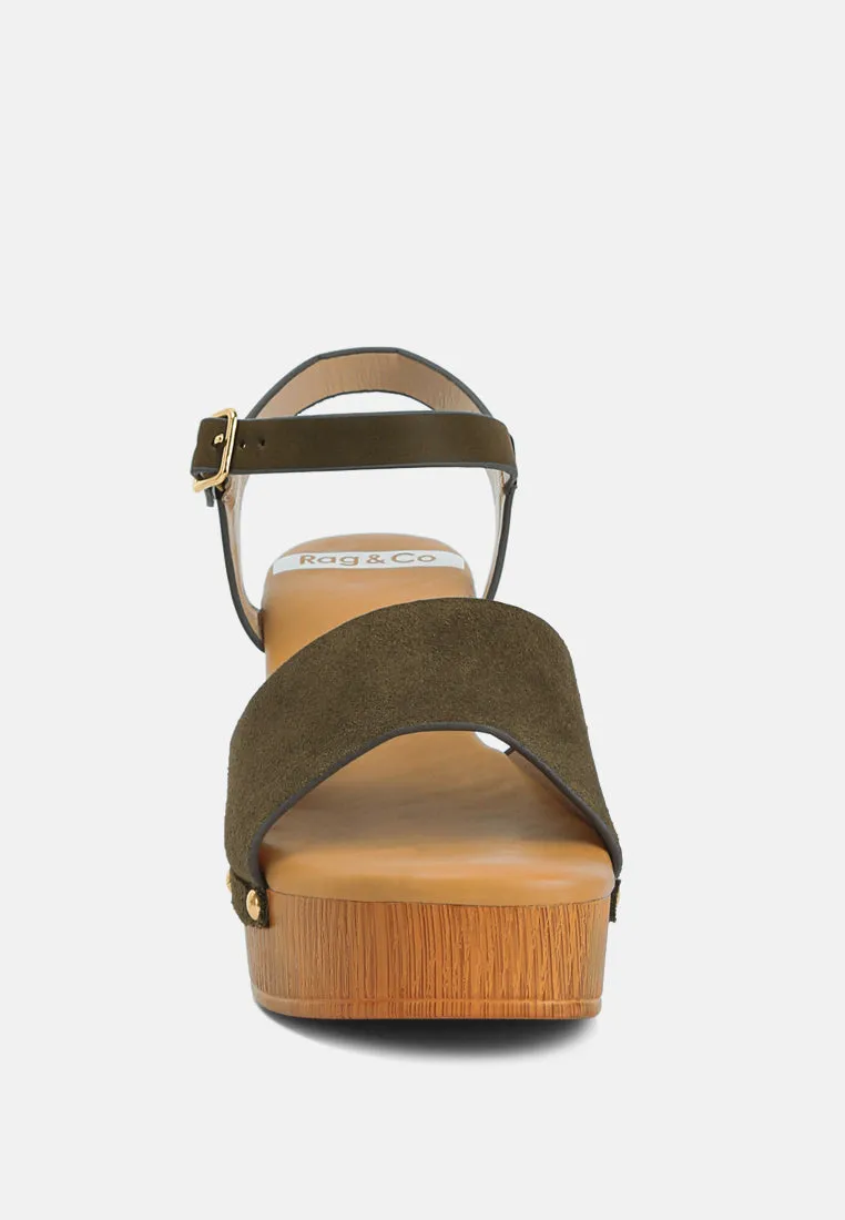 Daniela Genuine Suede Leather High Block Sandals