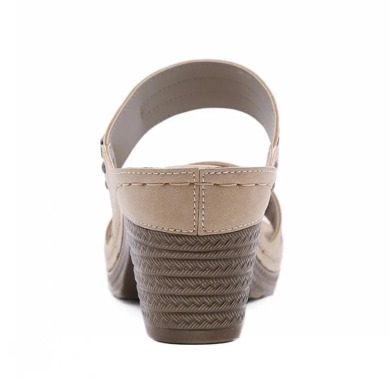 Double-strap Block-heel Sandals for Ladies