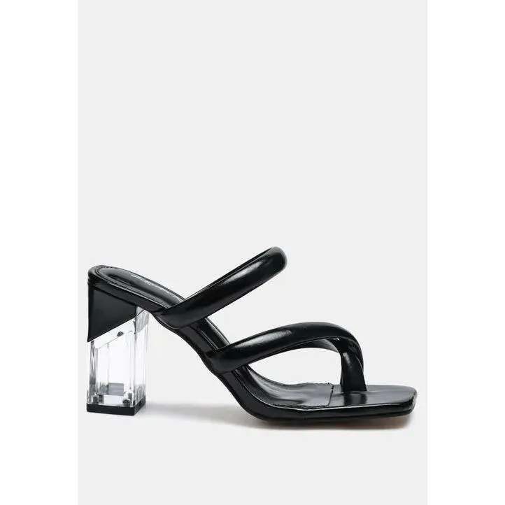 Erised Clear Block Heel Cross Strap Sandals