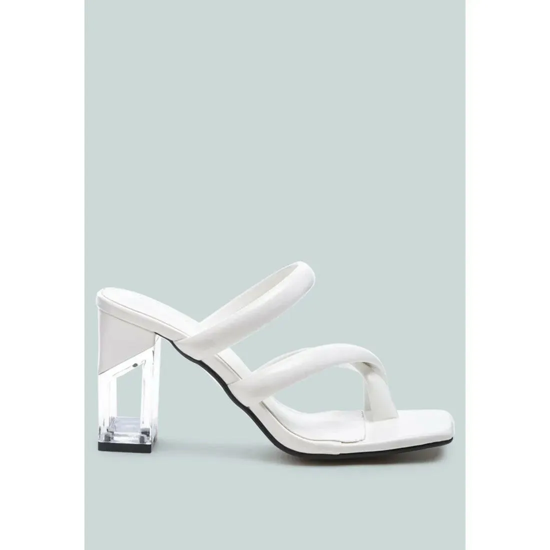 Erised Clear Block Heel Cross Strap Sandals