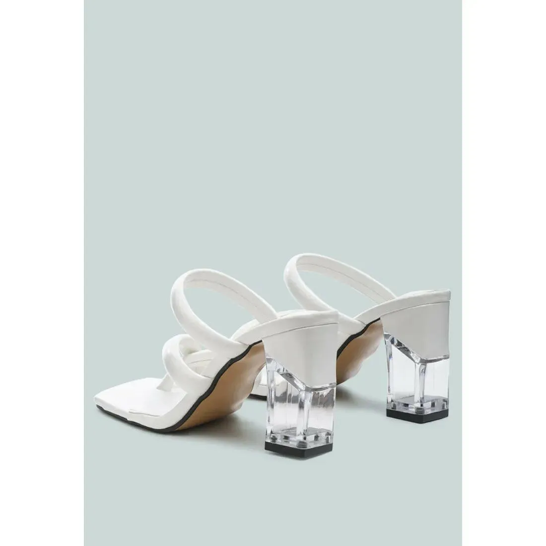 Erised Clear Block Heel Cross Strap Sandals