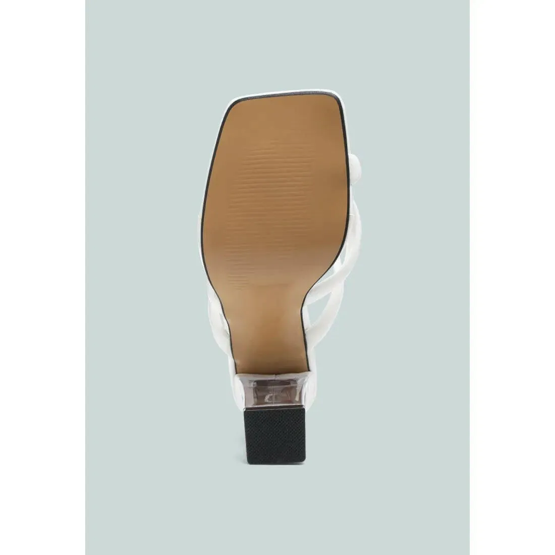 Erised Clear Block Heel Cross Strap Sandals