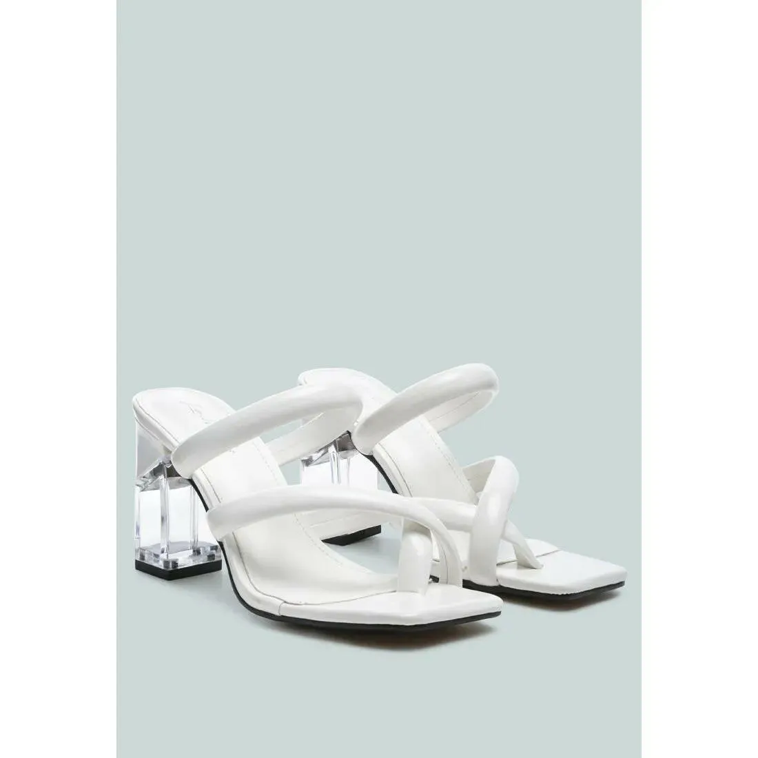 Erised Clear Block Heel Cross Strap Sandals