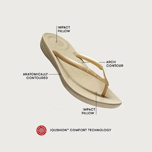 FitFlop IQUSHION Ergonomic Flip-Flops Gold | Dotique
