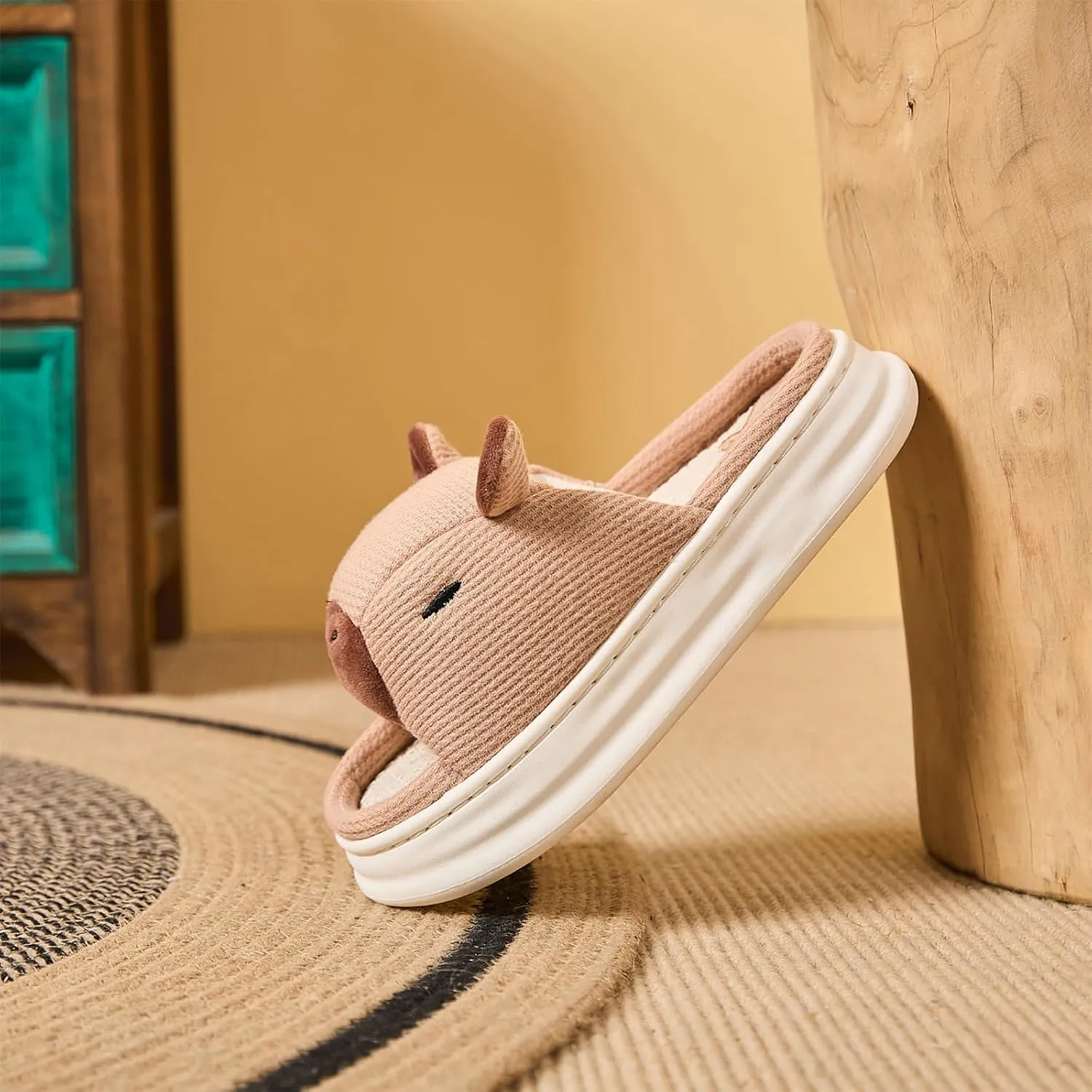 Gaolinci Cartoon Animal Shape Slippers, Womens Four Seasons Home Linen Slippers