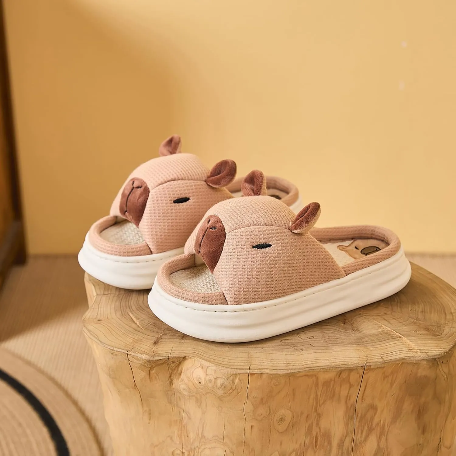 Gaolinci Cartoon Animal Shape Slippers, Womens Four Seasons Home Linen Slippers