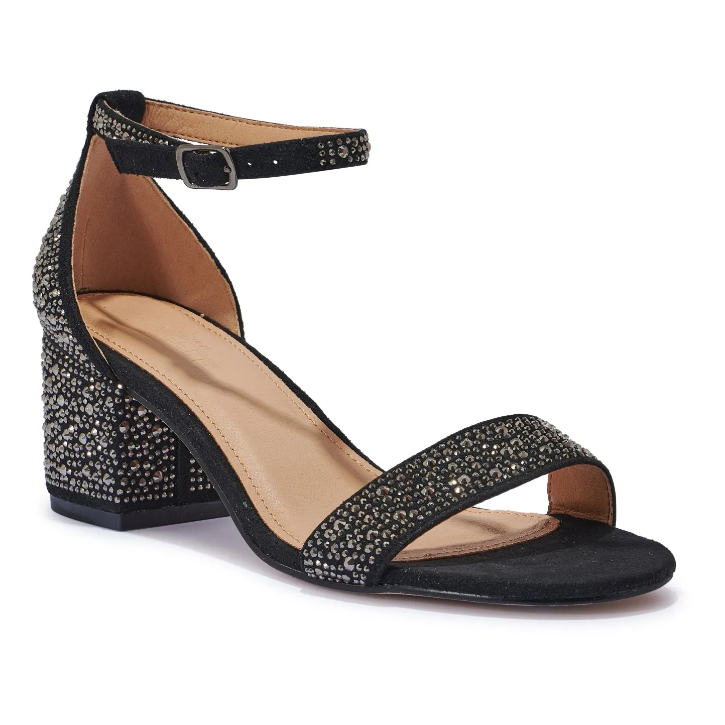 HALLIE332 DIAMANTE BLOCK HEEL STRAP SANDAL
