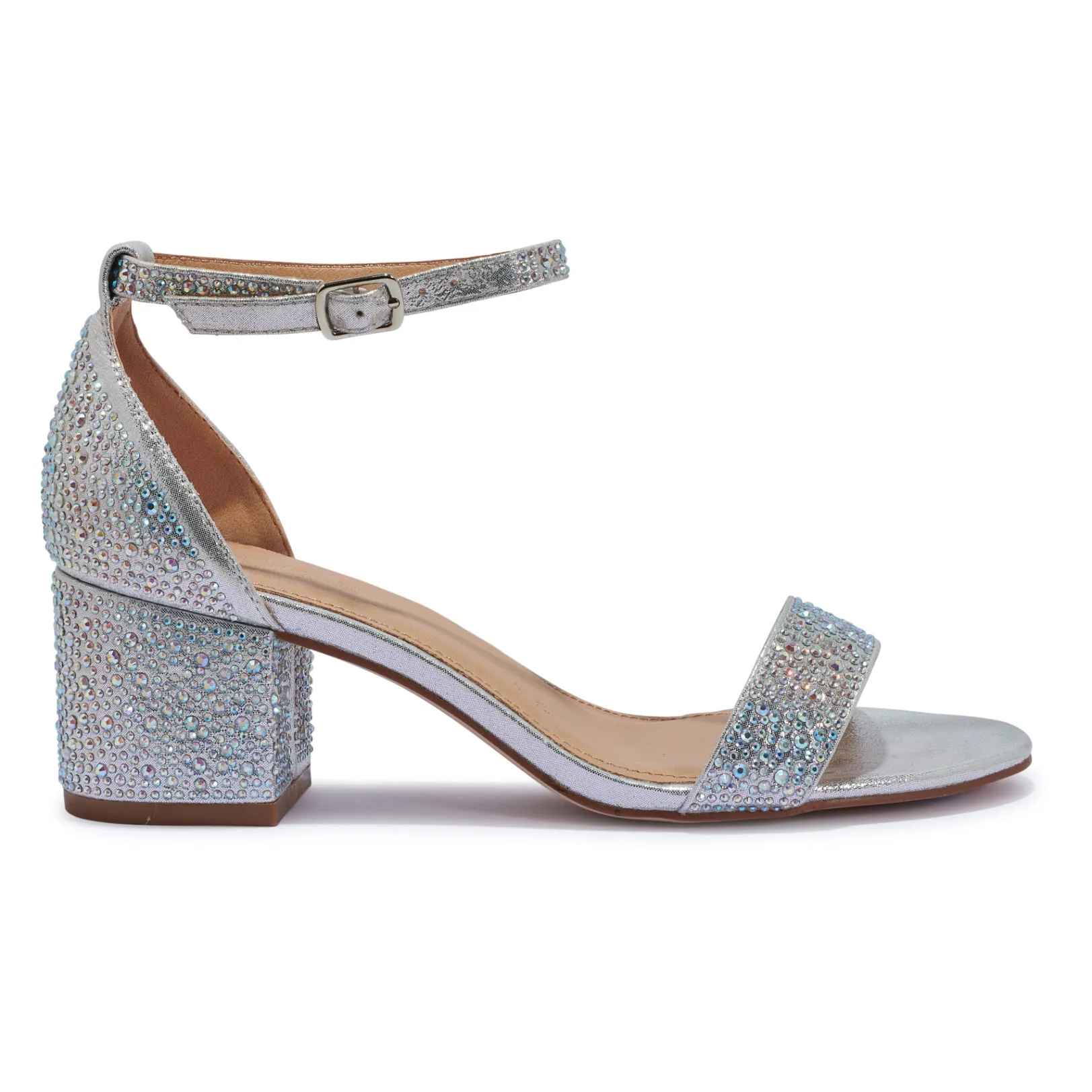 HALLIE332 DIAMANTE BLOCK HEEL STRAP SANDAL