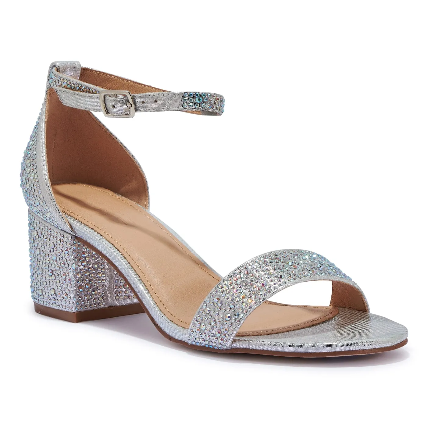 HALLIE332 DIAMANTE BLOCK HEEL STRAP SANDAL