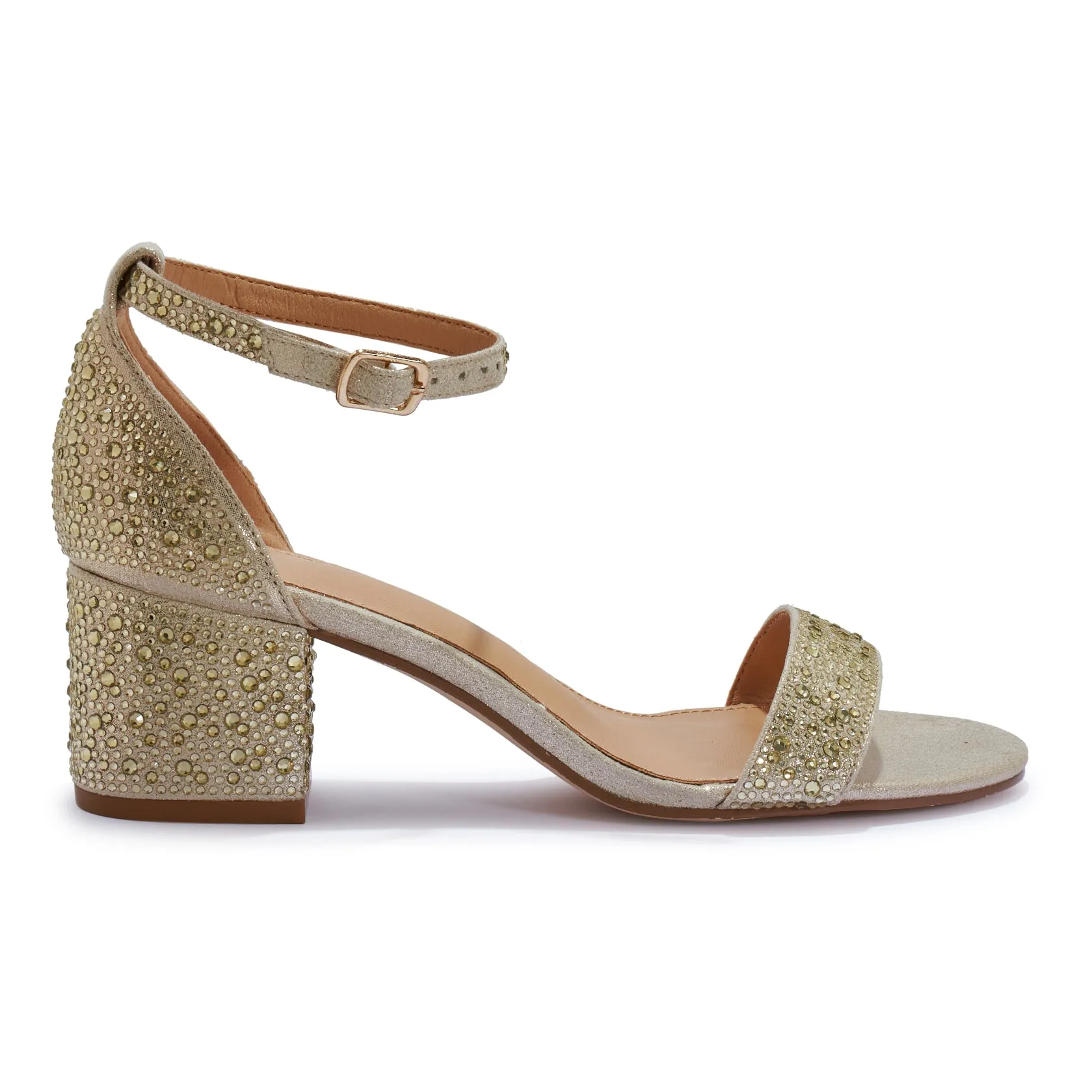 HALLIE332 DIAMANTE BLOCK HEEL STRAP SANDAL