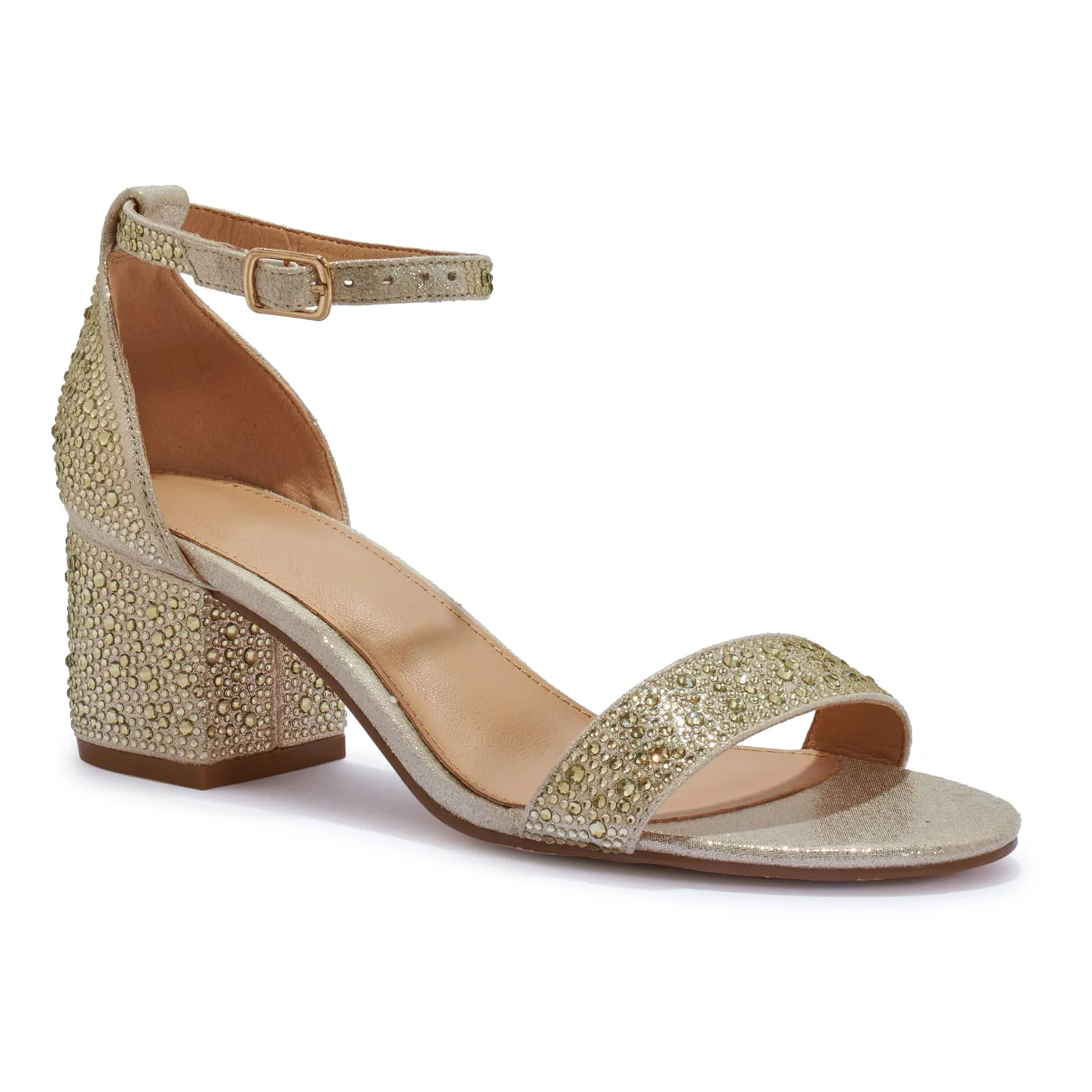 HALLIE332 DIAMANTE BLOCK HEEL STRAP SANDAL