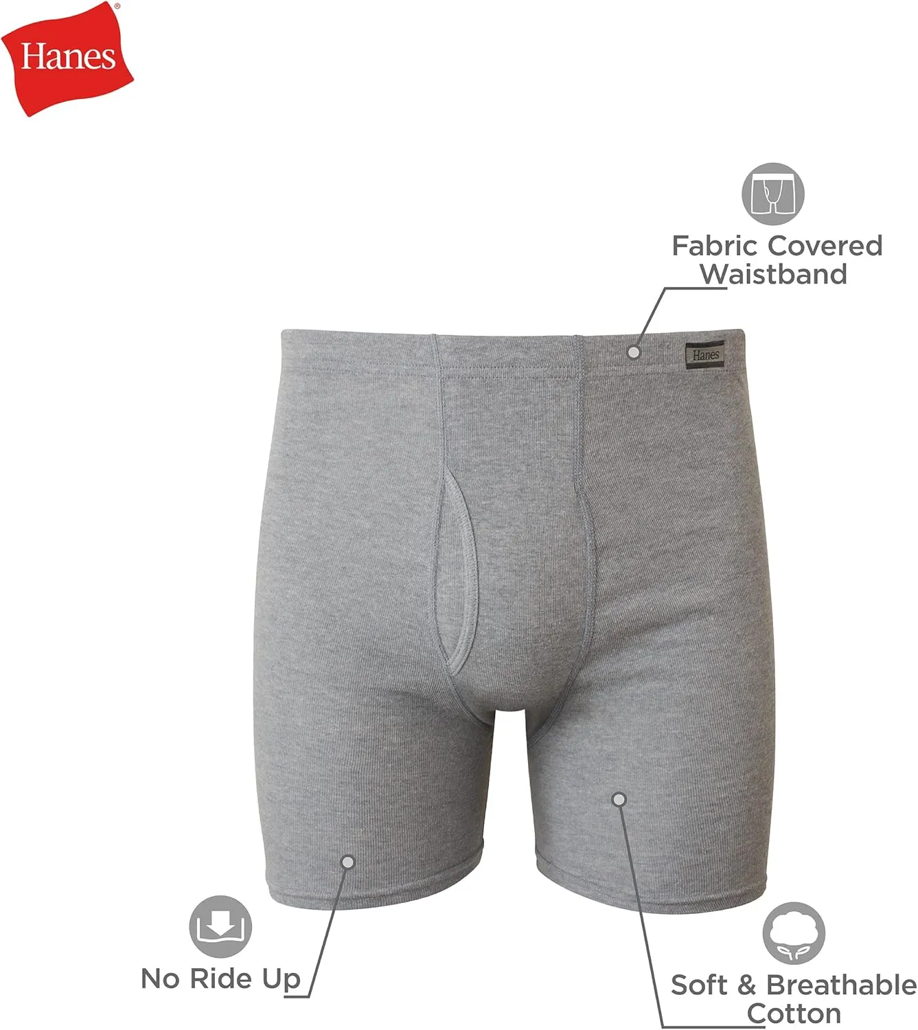 Hanes Men's Underwear Boxer Briefs Pack, Cotton ComfortSoft Boxer Brief for Men, Moisture-Wicking Breathable, Multipack