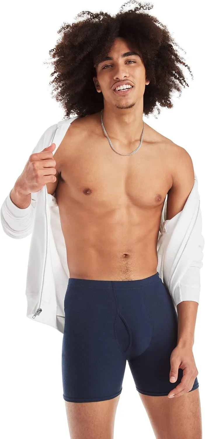 Hanes Men's Underwear Boxer Briefs Pack, Cotton ComfortSoft Boxer Brief for Men, Moisture-Wicking Breathable, Multipack