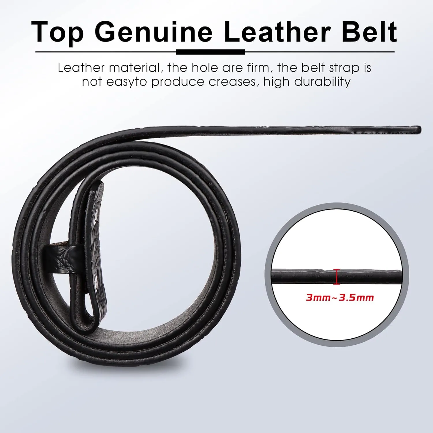 HJones Western Belts for Men without Buckle,Cowboy Belt Buckles for Men,1.5" Wide Genuine Leather Belt No Buckle