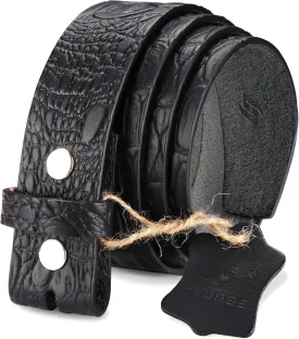 HJones Western Belts for Men without Buckle,Cowboy Belt Buckles for Men,1.5" Wide Genuine Leather Belt No Buckle