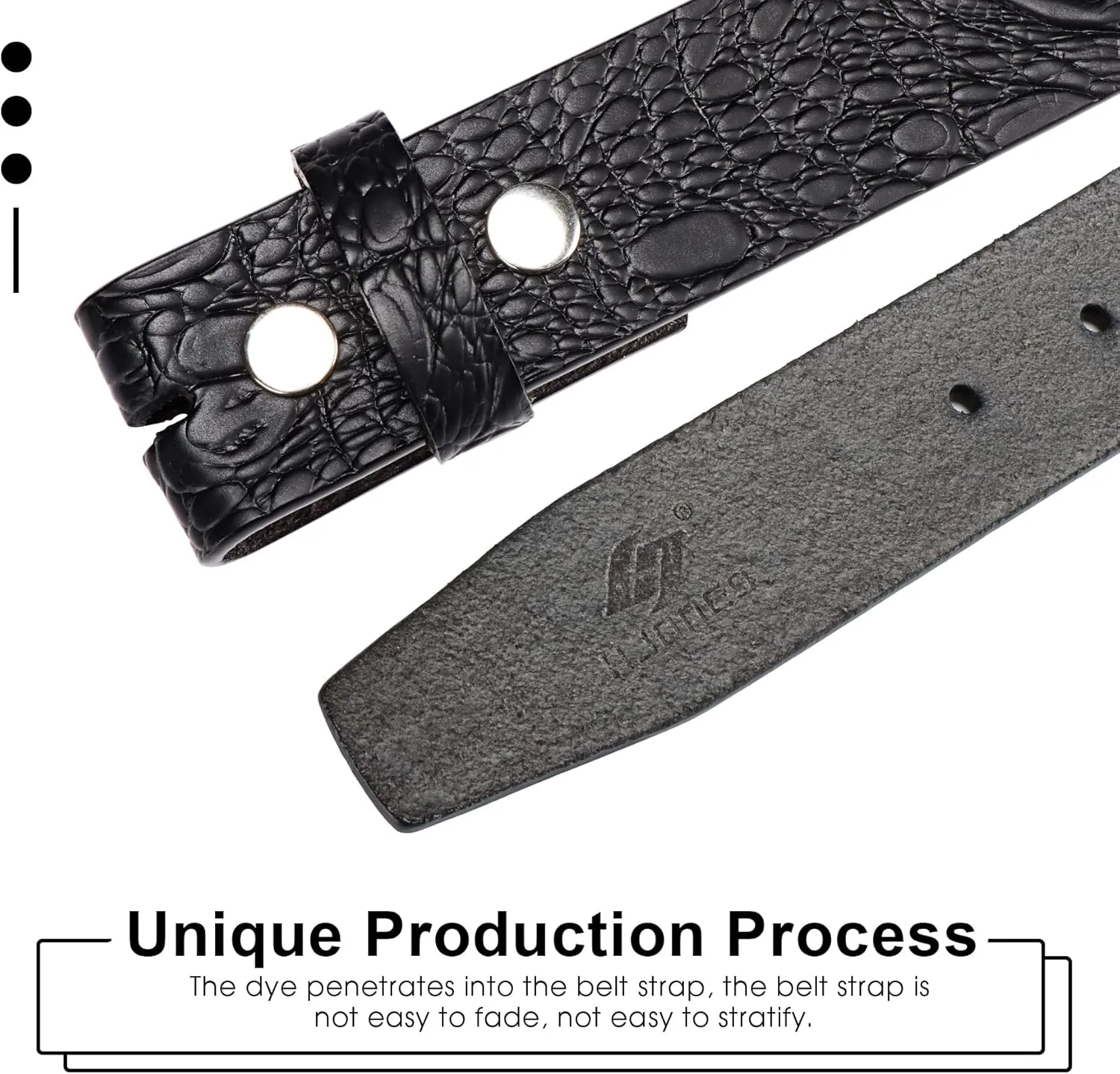 HJones Western Belts for Men without Buckle,Cowboy Belt Buckles for Men,1.5" Wide Genuine Leather Belt No Buckle