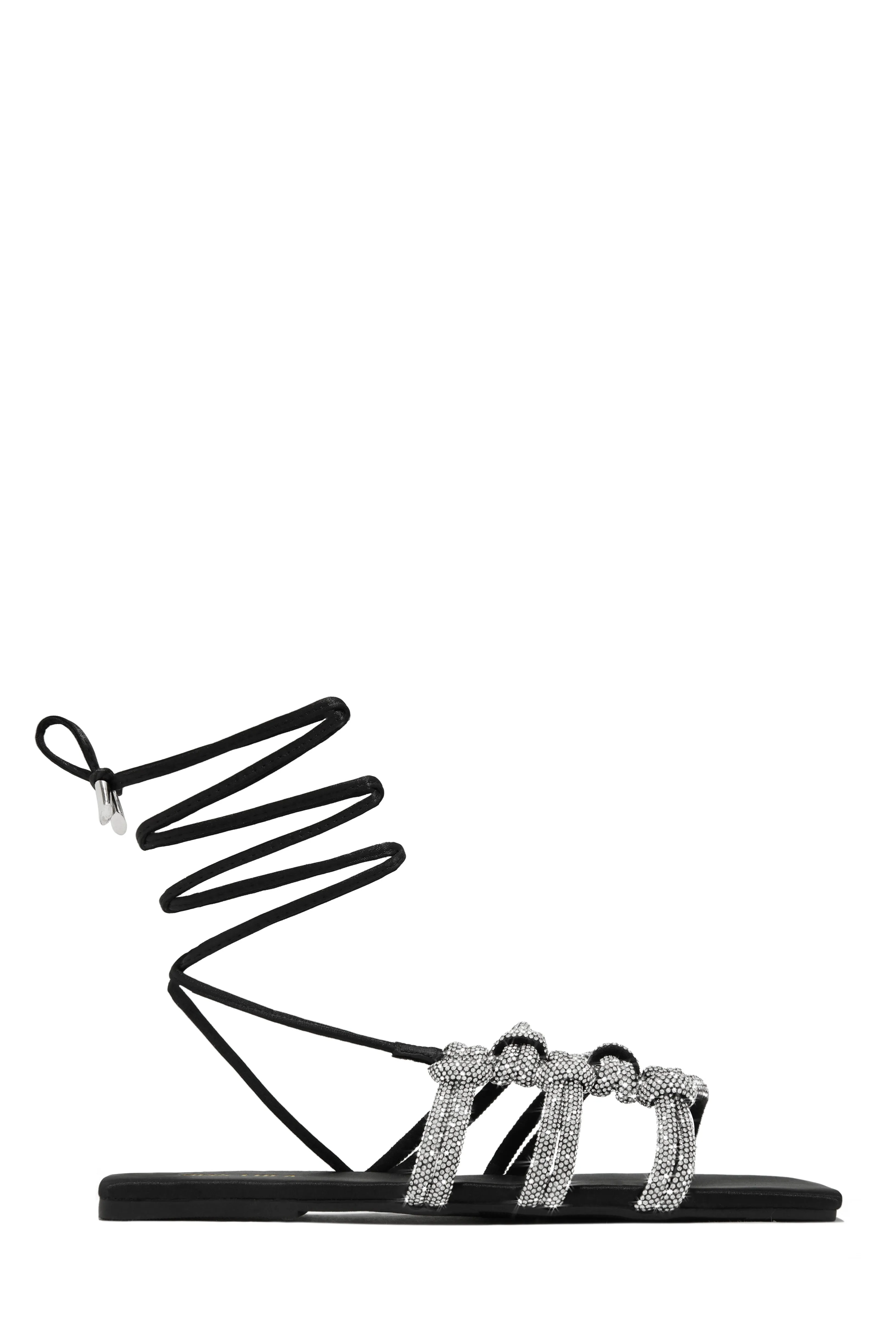 Ibiza Nights Embellished Lace Up Sandals - Denim