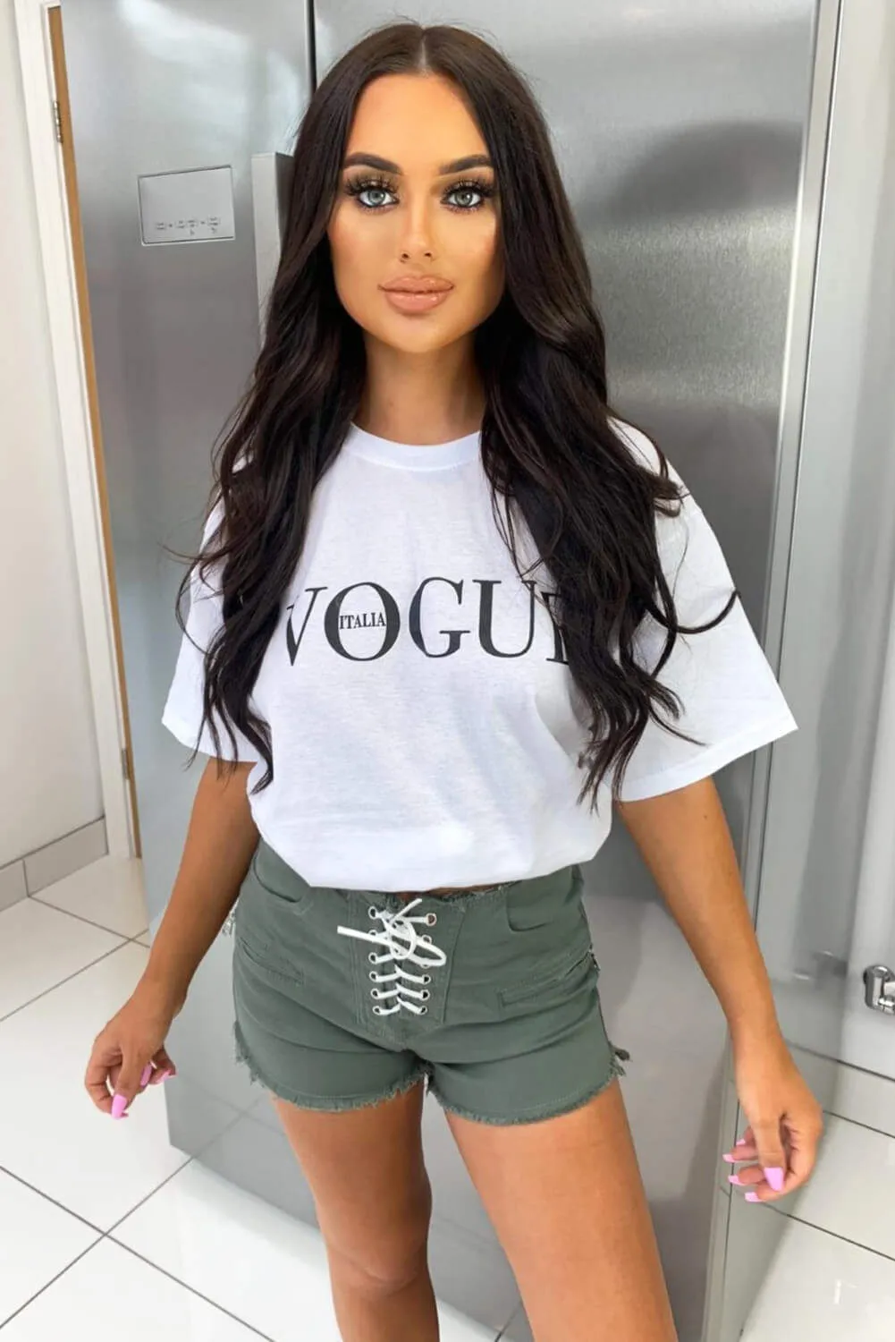 Khaki Lace Up Shorts