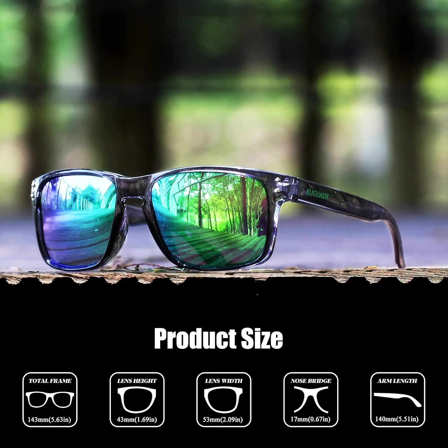 KUGUAOK Polarized Square Sunglasses For Men and Women Matte Finish Sun Glasses UV Protection Glasses