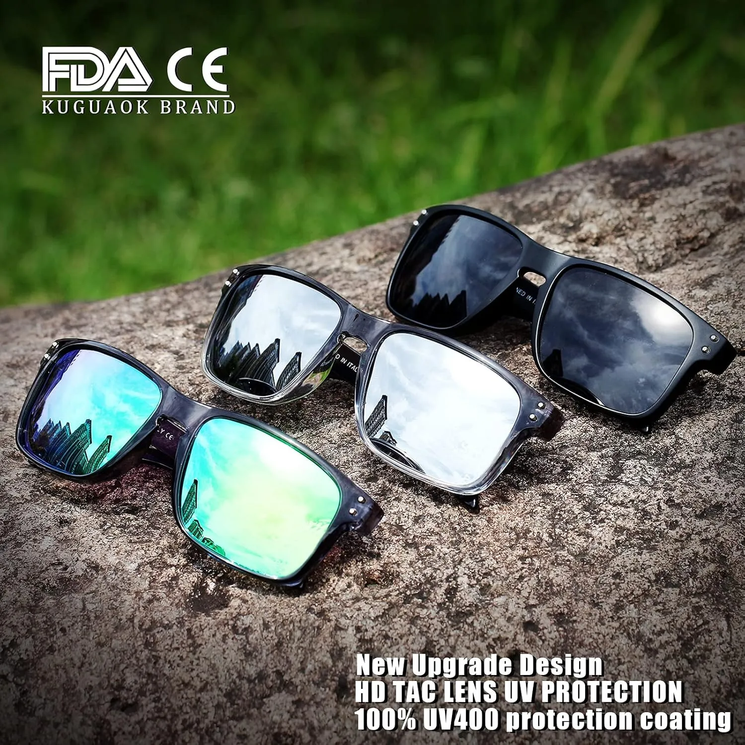KUGUAOK Polarized Square Sunglasses For Men and Women Matte Finish Sun Glasses UV Protection Glasses