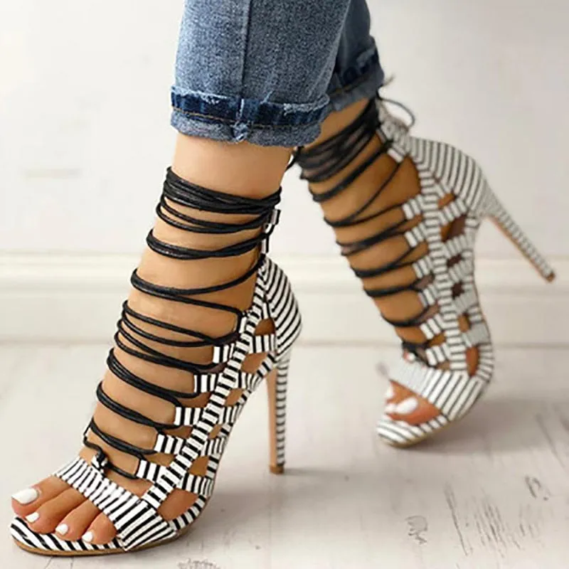 Lace Up Heel Sandals