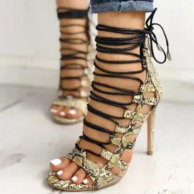 Lace Up Heel Sandals
