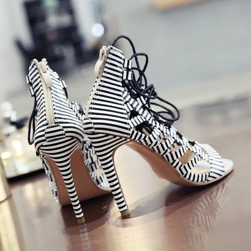 Lace Up Heel Sandals