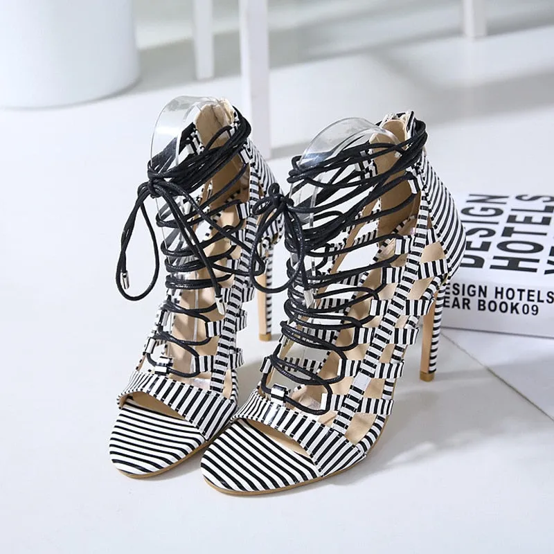 Lace Up Heel Sandals