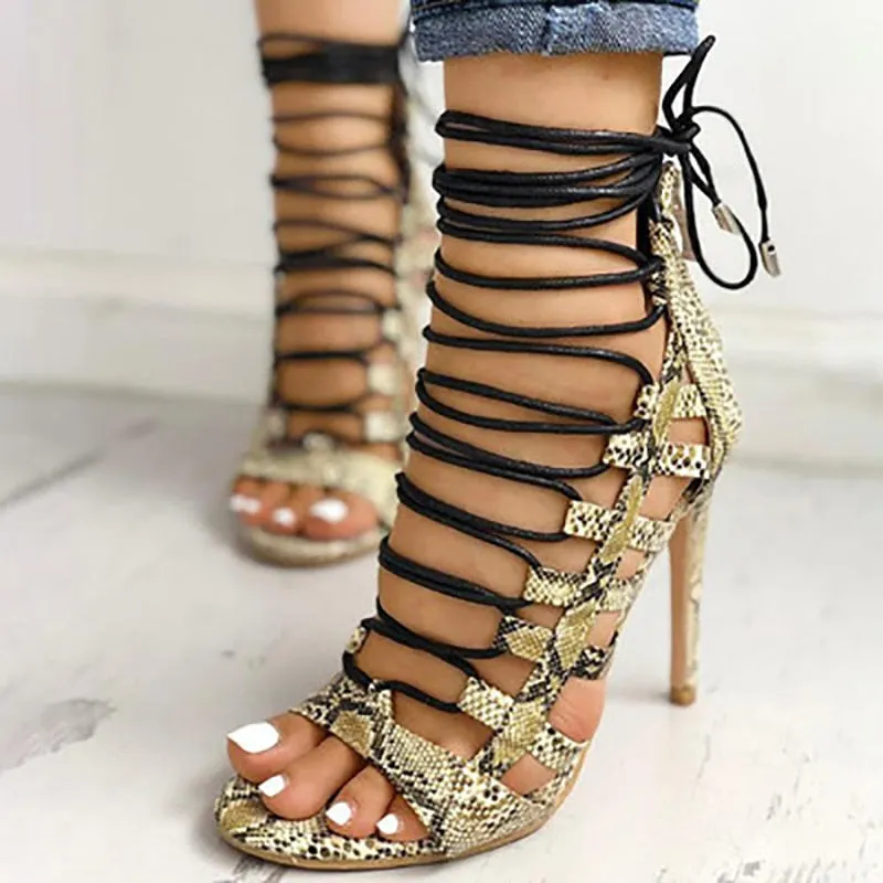 Lace Up Heel Sandals