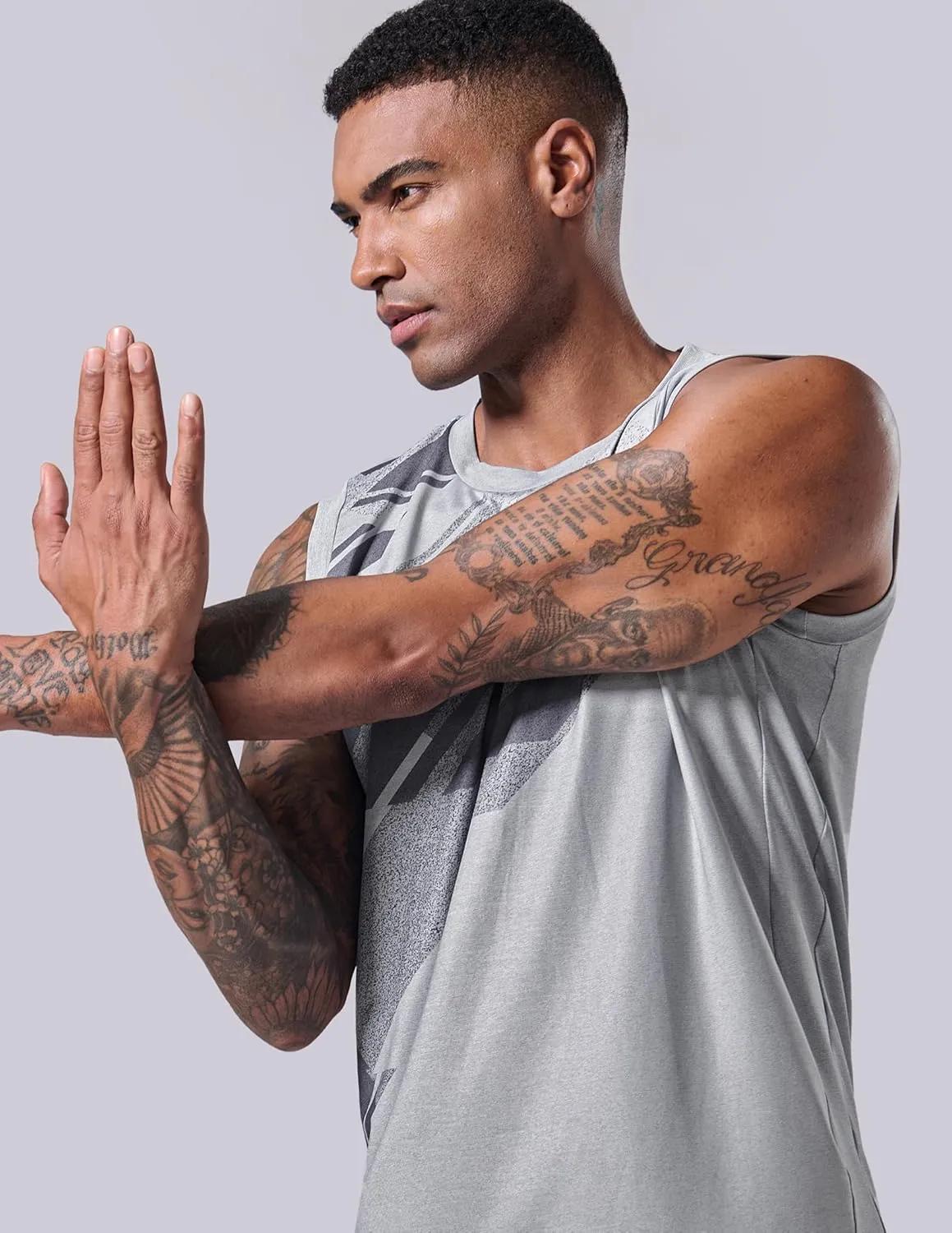 Liberty Imports Pack of 5 Men's Stretch Cool Dry Muscle Tank Tops Athletic Crewneck Sleeveless Workout Shirts
