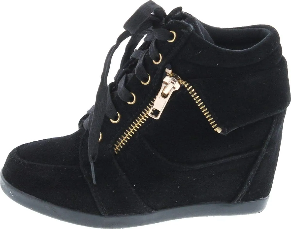 Link Gladys-24K Children Girl's Comfort Hidden Wedge Lace Up Ankle Sneakers