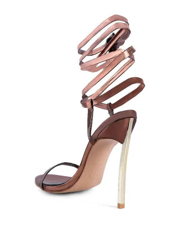 London Rag Stiletto Lace Up Leg Sandals